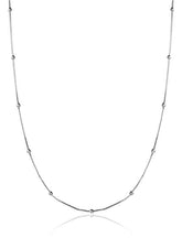 Collar veneciano con baño de rodio y cuentas, 60cm.